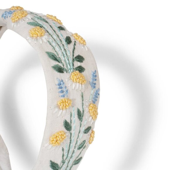 Hand Embroidered Floral Headband Cotton Holiday Hair Accessory Women Girls main image 7